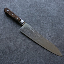  Seisuke Nami AUS10 Mirrored Finish Damascus Gyuto 210mm Brown Pakka wood Handle - Japanny - Best Japanese Knife
