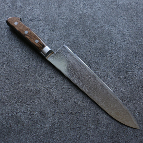 Seisuke Nami AUS10 Mirrored Finish Damascus Gyuto 210mm Brown Pakka wood Handle - Japanny - Best Japanese Knife