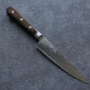Seisuke Nami AUS10 Mirrored Finish Damascus Petty-Utility  135mm Brown Pakka wood Handle - Japanny - Best Japanese Knife
