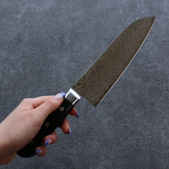 Seisuke ZA-18 Damascus Santoku 165mm Black Pakka wood Handle - Japanny - Best Japanese Knife