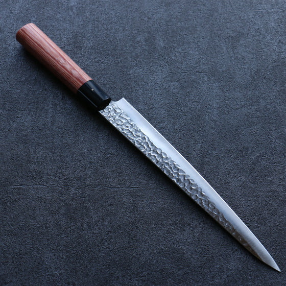 Kanetsune DSR-1K6 Hammered Sujihiki 240mm Red Pakka wood Handle - Japanny - Best Japanese Knife