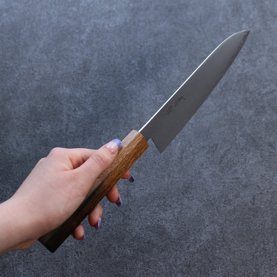 Seisuke VG10 Damascus Santoku 180mm Burnt Oak Handle - Japanny - Best Japanese Knife