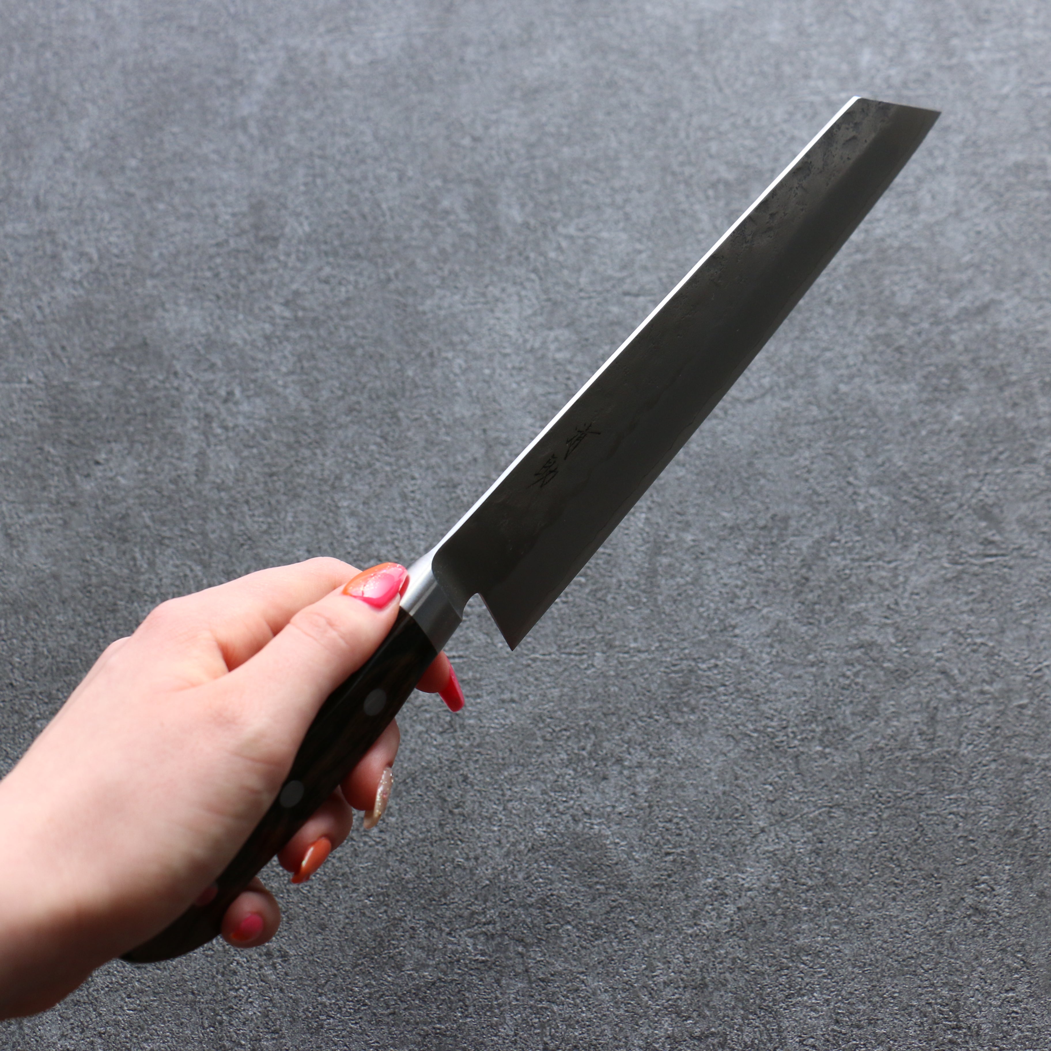 Seisuke Silver Steel No.3 Nashiji Kiritsuke Gyuto Japanese Knife 210mm Brown Pakka wood Handle - Japanny - Best Japanese Knife