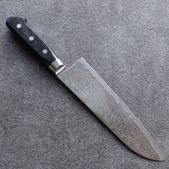 Seisuke Nami AUS10 Mirrored Finish Damascus Santoku 180mm Black Pakka wood Handle - Japanny - Best Japanese Knife
