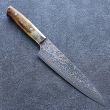  Takeshi Saji VG10 Colored Damascus Gyuto 180mm Brown Cow Bone Handle - Japanny - Best Japanese Knife