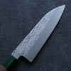 Seisuke Silver Steel No.3 Hammered Santoku 165mm Walnut(With Double Green Pakka wood) Handle - Japanny - Best Japanese Knife