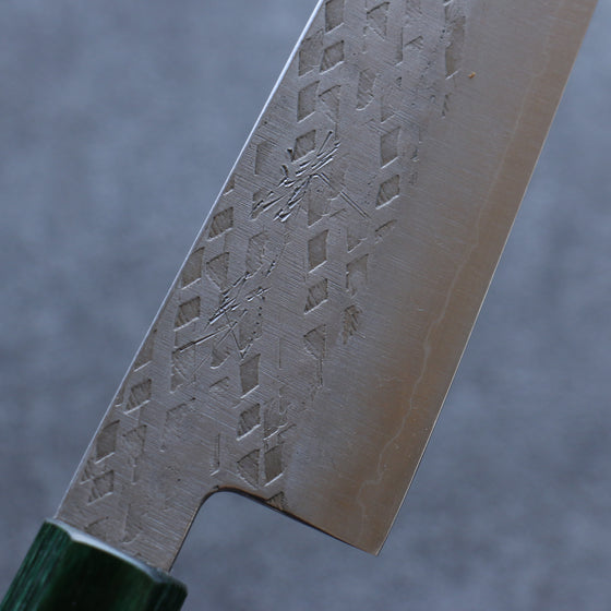 Seisuke Silver Steel No.3 Hammered Gyuto 210mm Walnut(With Double Green Pakka wood) Handle - Japanny - Best Japanese Knife