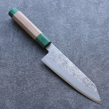  Seisuke Blue Super Hammered Bunka 165mm Walnut(With Double Green Pakka wood) Handle - Japanny - Best Japanese Knife
