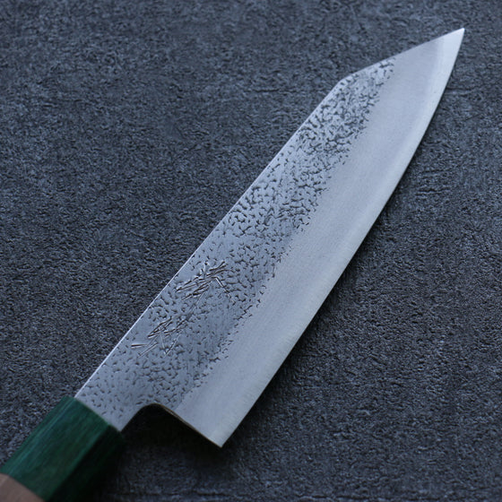 Seisuke Blue Super Hammered Bunka 165mm Walnut(With Double Green Pakka wood) Handle - Japanny - Best Japanese Knife