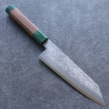  Seisuke Blue Super Hammered Bunka 185mm Walnut(With Double Green Pakka wood) Handle - Japanny - Best Japanese Knife