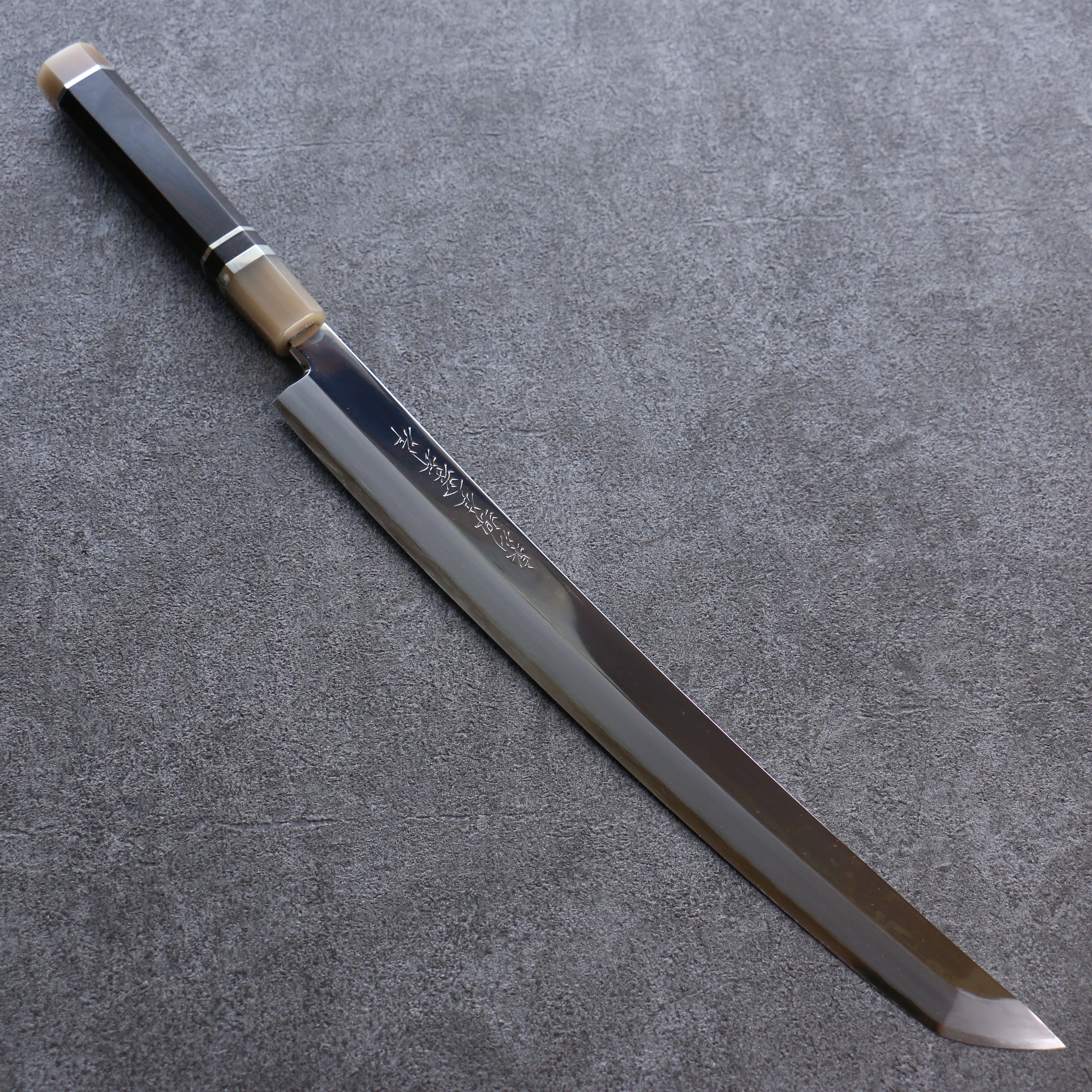 Sakai Takayuki Zangetsu Silver Steel No.3 Mirrored Finish Sakimaru Yanagiba Japanese Knife 330mm Ebony Wood Handle with Sheath - Japanny - Best Japanese Knife
