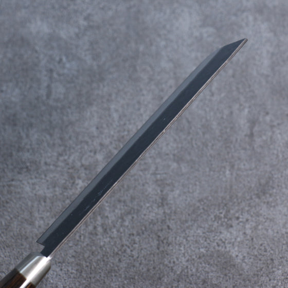 Seisuke Blue Super Black Nakiri 165mm Brown Pakka wood Handle - Japanny - Best Japanese Knife