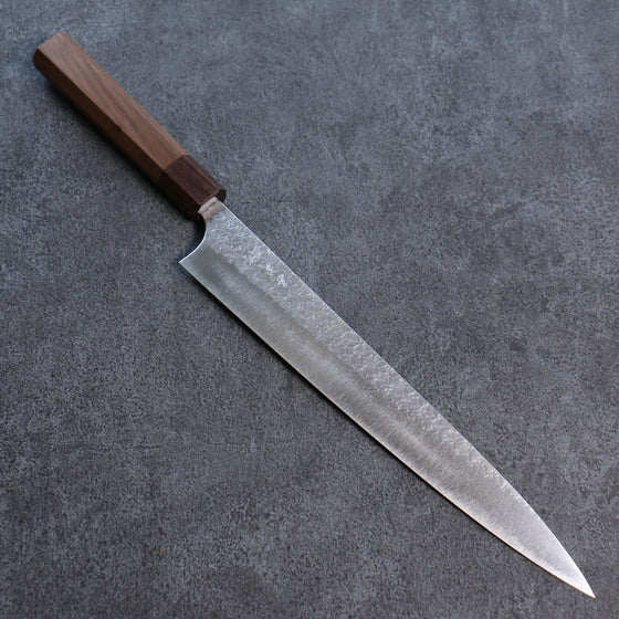 Yoshimi Kato Minamo R2/SG2 Hammered Sujihiki  270mm Walnut Handle - Japanny - Best Japanese Knife