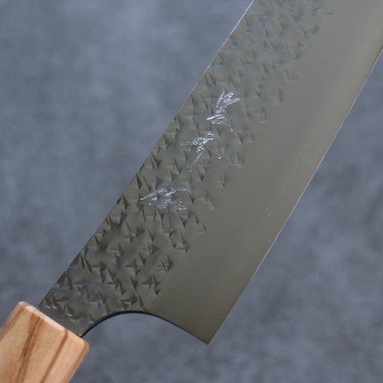 Yu Kurosaki Senko Ei R2/SG2 Hammered Santoku  165mm Olive tree(ferrule: Turquoise) Handle - Japanny - Best Japanese Knife