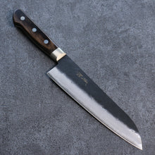  Seisuke Blue Super Black Santoku 180mm Brown Pakka wood Handle - Japanny - Best Japanese Knife
