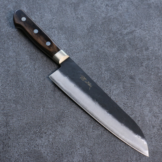Seisuke Blue Super Black Santoku 180mm Brown Pakka wood Handle - Japanny - Best Japanese Knife