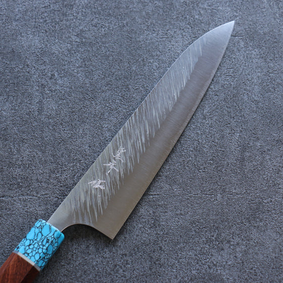 Yu Kurosaki Fujin SPG2 Hammered Gyuto  210mm Rosewood(ferrule: Turquoise with Ring) Handle - Japanny - Best Japanese Knife