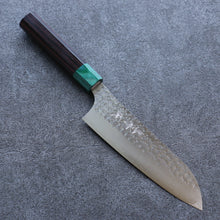  Yu Kurosaki Senko Ei R2/SG2 Hammered Santoku 165mm Shitan (ferrule: Green Pakka wood) Handle - Japanny - Best Japanese Knife