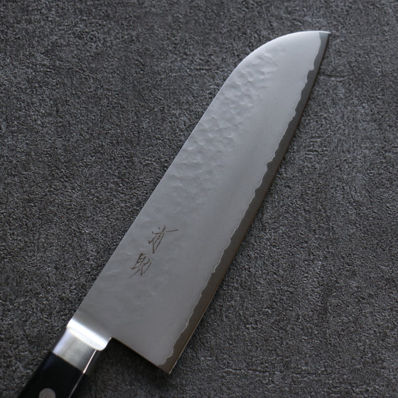 Seisuke VG5 Hammered Kasumitogi Santoku 175mm Black Pakka wood Handle - Japanny - Best Japanese Knife