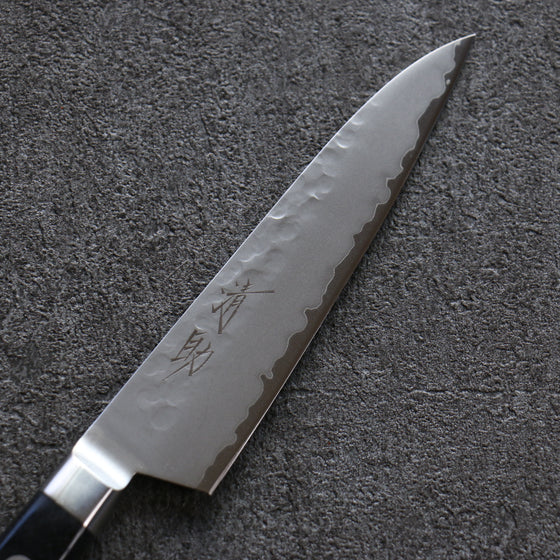 Seisuke VG5 Hammered Kasumitogi Petty-Utility  120mm Black Pakka wood Handle - Japanny - Best Japanese Knife
