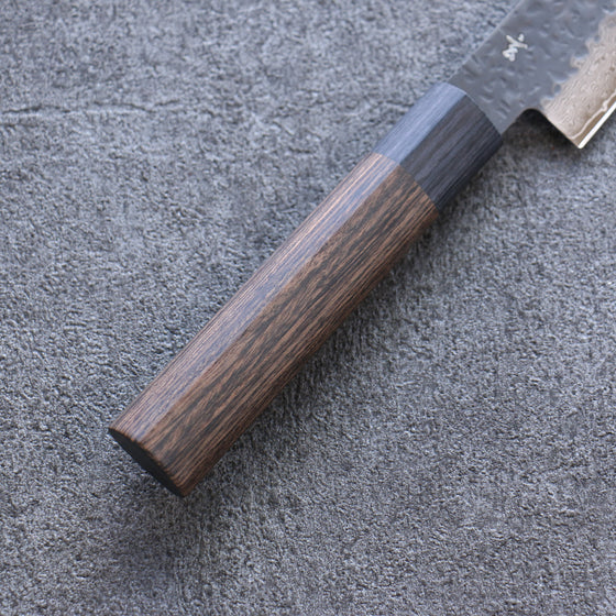 Shizu Gen VG10 Hammered Black Finished Petty-Utility  160mm Brown Pakka wood Handle - Japanny - Best Japanese Knife