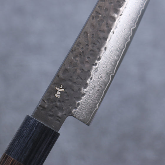 Shizu Gen VG10 Hammered Black Finished Petty-Utility  160mm Brown Pakka wood Handle - Japanny - Best Japanese Knife
