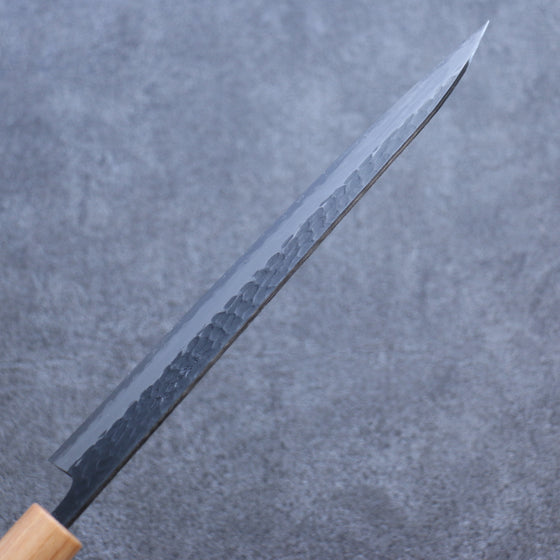 Seisuke Shitan Blue Super Hammered Kurouchi Gyuto  210mm Shitan Handle - Japanny - Best Japanese Knife