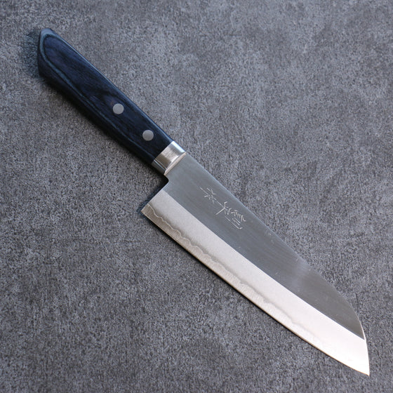Kunihira VG1 Migaki Finished Santoku  170mm Navy blue Pakka wood Handle - Japanny - Best Japanese Knife