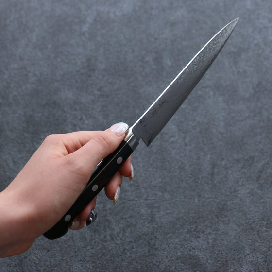 Seisuke VG10 8 Layer Damascus Migaki Finished Petty-Utility 150mm Black Pakka wood Handle - Japanny - Best Japanese Knife