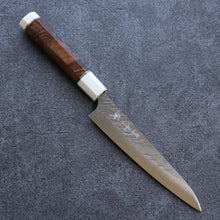  Yu Kurosaki Fujin SPG2 Hammered Petty-Utility 150mm Stabilized wood (Birch Burl) Handle - Japanny - Best Japanese Knife