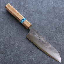  Yu Kurosaki Fujin SPG2 Hammered Santoku 165mm Olive tree(ferrule: Turquoise) Handle - Japanny - Best Japanese Knife