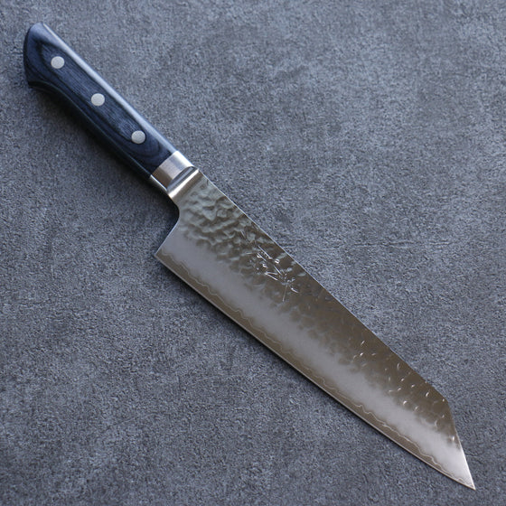 Seisuke Aotsuchi AUS10 Hammered Kiritsuke Santoku 195mm Navy blue Pakka wood Handle - Japanny - Best Japanese Knife