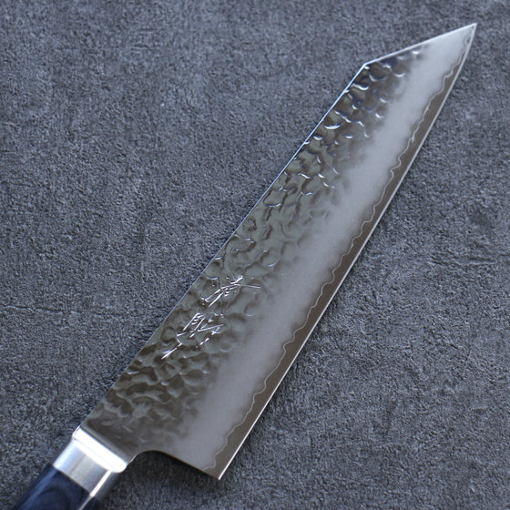 Seisuke Aotsuchi AUS10 Hammered Kiritsuke Santoku 195mm Navy blue Pakka wood Handle - Japanny - Best Japanese Knife