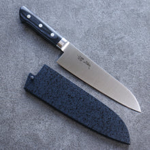  Seisuke Seiten Molybdenum Santoku 180mm Navy blue Pakka wood Handle with Sheath - Japanny - Best Japanese Knife