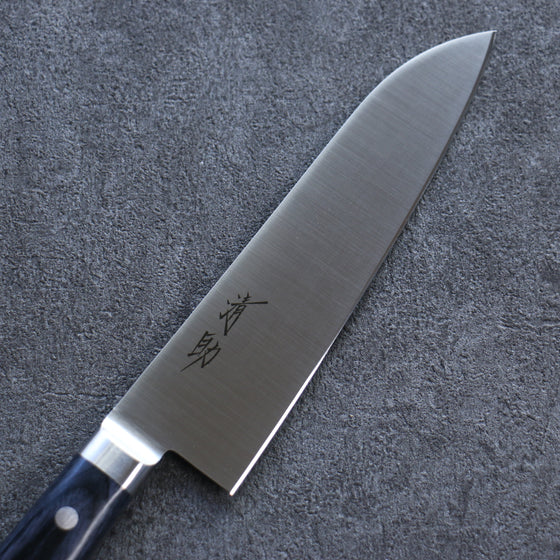 Seisuke Seiten Molybdenum Santoku 180mm Navy blue Pakka wood Handle with Sheath - Japanny - Best Japanese Knife