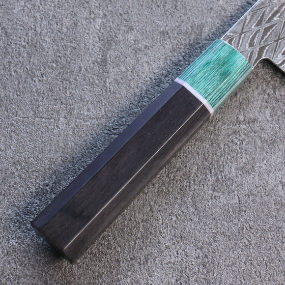 Seisuke AUS10 Mirror Crossed Santoku 180mm Shitan (ferrule: Green Pakka wood) Handle - Japanny - Best Japanese Knife