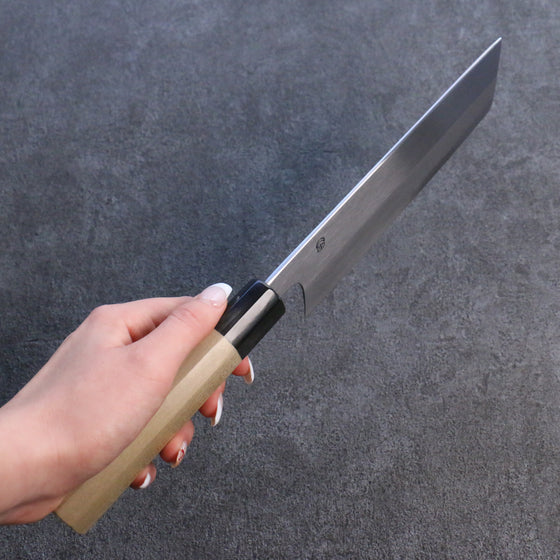 Kikuzuki White Steel No.2 Kasumitogi Nakiri 180mm Magnolia Handle - Japanny - Best Japanese Knife