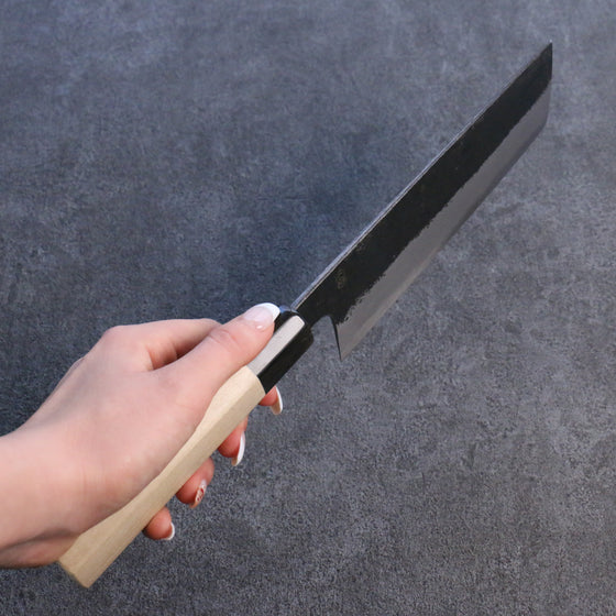 Kikuzuki White Steel No.2 Black Finished Nakiri 180mm Magnolia Handle - Japanny - Best Japanese Knife