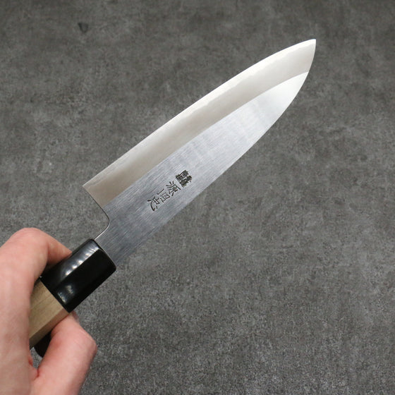 Minamoto Akitada White Steel No.2 Kasumitogi Santoku 180mm Magnolia Handle - Japanny - Best Japanese Knife
