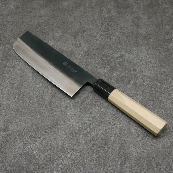 Minamoto Akitada White Steel No.2 Kurouchi Nakiri 165mm Magnolia Handle - Japanny - Best Japanese Knife