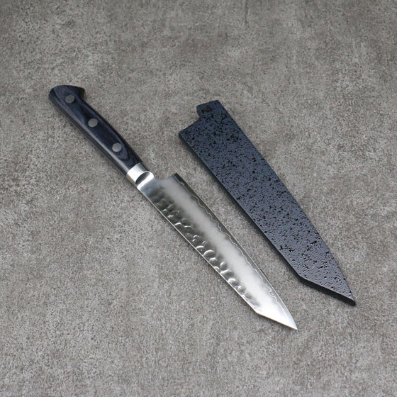Seisuke Aotsuchi AUS10 Hammered Kiritsuke Petty-Utility 145mm Navy blue Pakka wood Handle with Sheath - Japanny - Best Japanese Knife