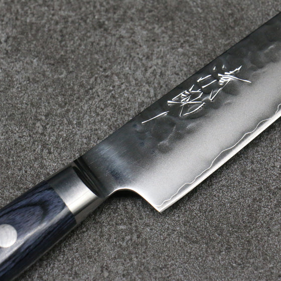 Seisuke Aotsuchi AUS10 Hammered Kiritsuke Petty-Utility 145mm Navy blue Pakka wood Handle with Sheath - Japanny - Best Japanese Knife