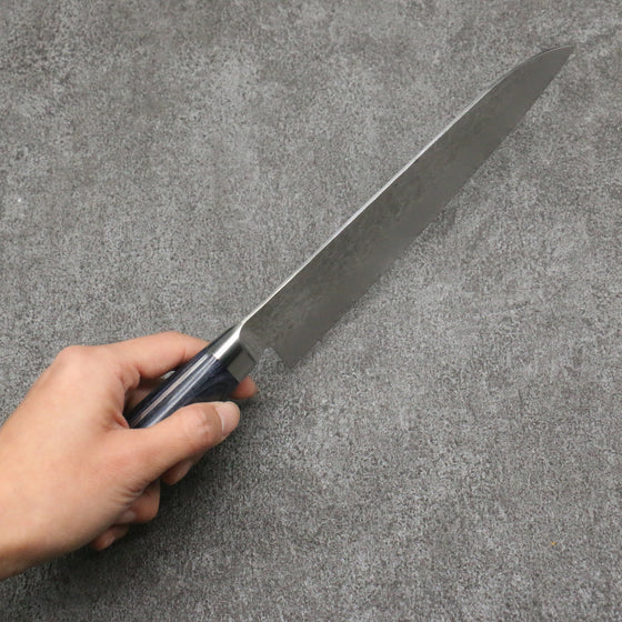 Seisuke Seiun VG10 33 Layer Damascus Santoku 180mm Navy blue Pakka wood Handle - Japanny - Best Japanese Knife