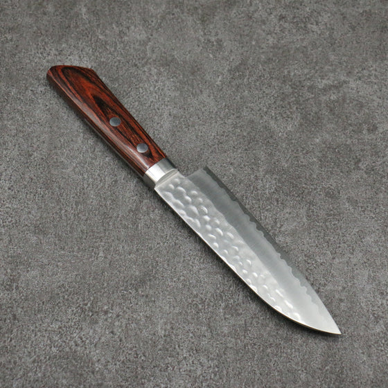 Seisuke VG1 Hammered Small Santoku 135mm Mahogany Handle - Japanny - Best Japanese Knife