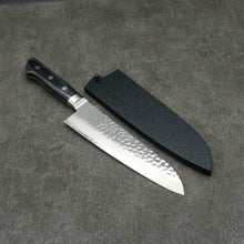  Seisuke Seiun VG10 33 Layer Damascus Santoku 180mm Navy blue Pakka wood Handle with Sheath - Japanny - Best Japanese Knife