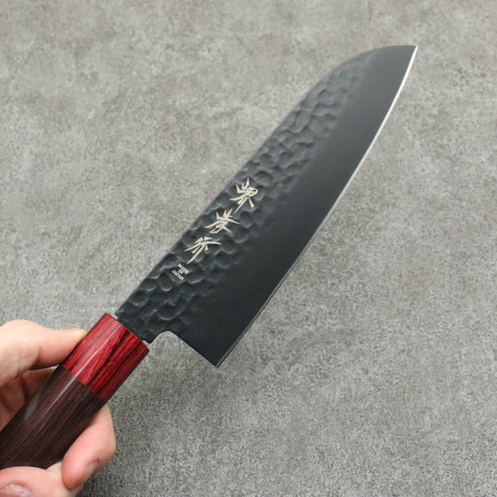 Sakai Takayuki Kurokage VG10 Hammered Teflon Coating Santoku 170mm Rosewood Handle - Japanny - Best Japanese Knife