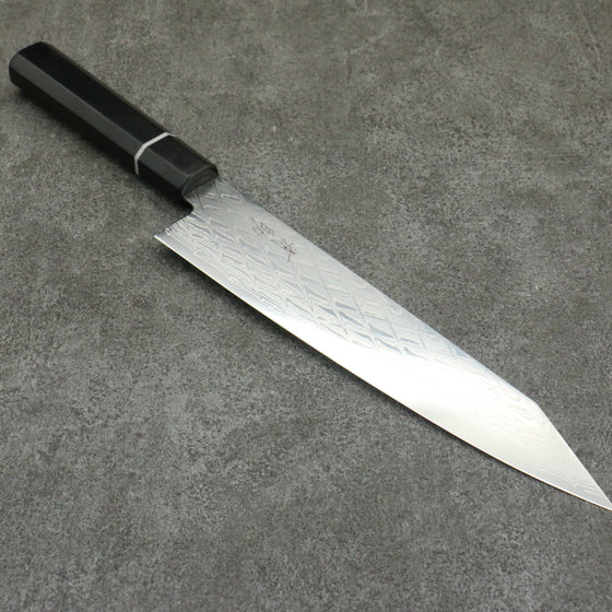 Seisuke AUS10 Mirror Crossed Kiritsuke Gyuto 210mm Black Pakka wood Handle - Japanny - Best Japanese Knife