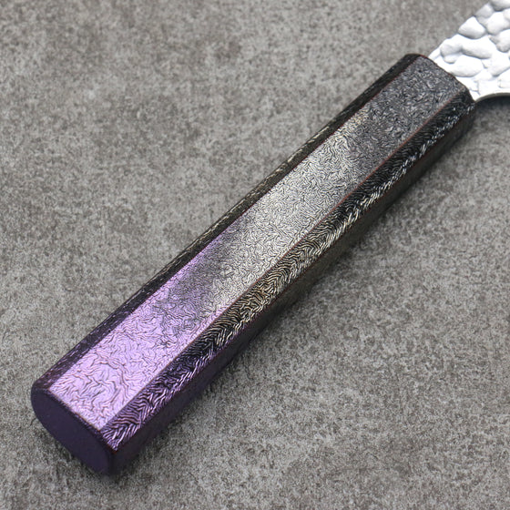 Sakai Takayuki Rinnou VG10 33 Layer Damascus Kengata Santoku 160mm Purple Lacquered Handle - Japanny - Best Japanese Knife