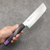 Sakai Takayuki Rinnou VG10 33 Layer Damascus Nakiri 160mm Purple Lacquered Handle - Japanny - Best Japanese Knife