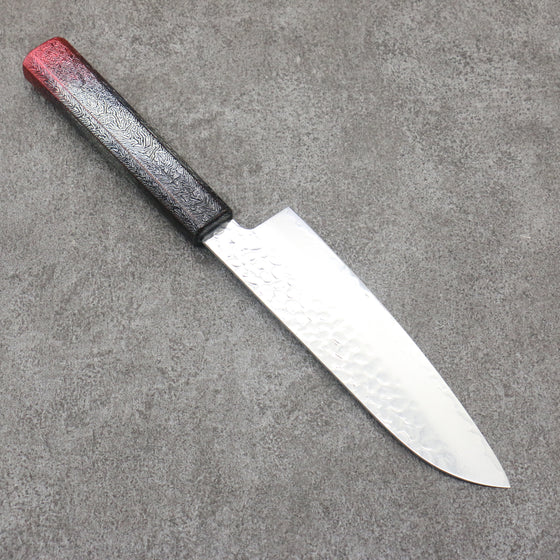 Sakai Takayuki Rinnou VG10 33 Layer Damascus Santoku 170mm Red Lacquered Handle - Japanny - Best Japanese Knife